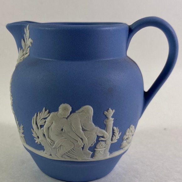 Wedgwood Jasperware Pottery Miniature Pitcher 2.5 inch blue - Picture 1 of 7